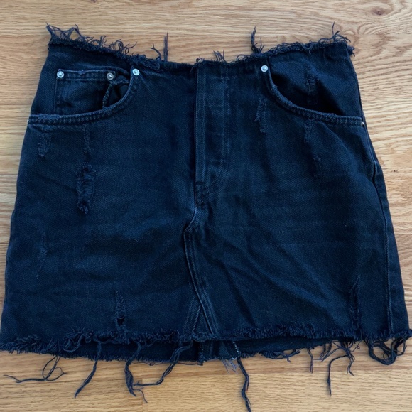 BDG Dresses & Skirts - BDG Women's NWOT Distressed Black Denim Skirt (M)